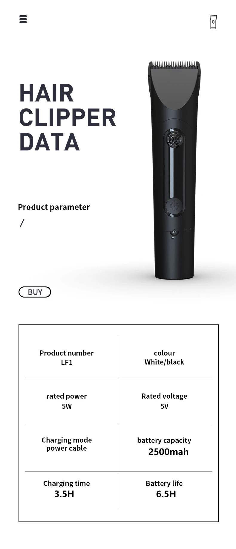 New Mijia Professional Clipper Hair Clipper 3 -Gear Adjustment IPX7 Waterproof Hair Trimmer Machine With Charging Base