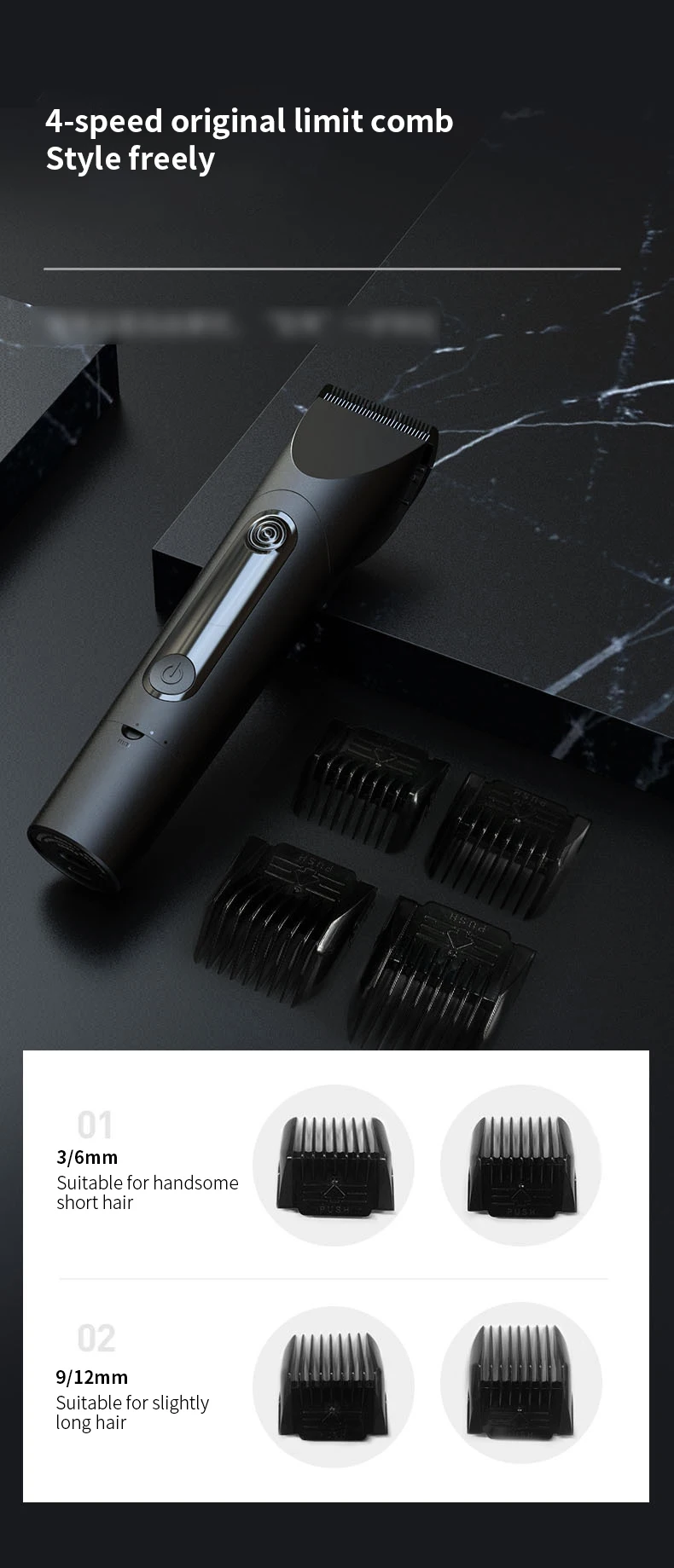 New Mijia Professional Clipper Hair Clipper 3 -Gear Adjustment IPX7 Waterproof Hair Trimmer Machine With Charging Base