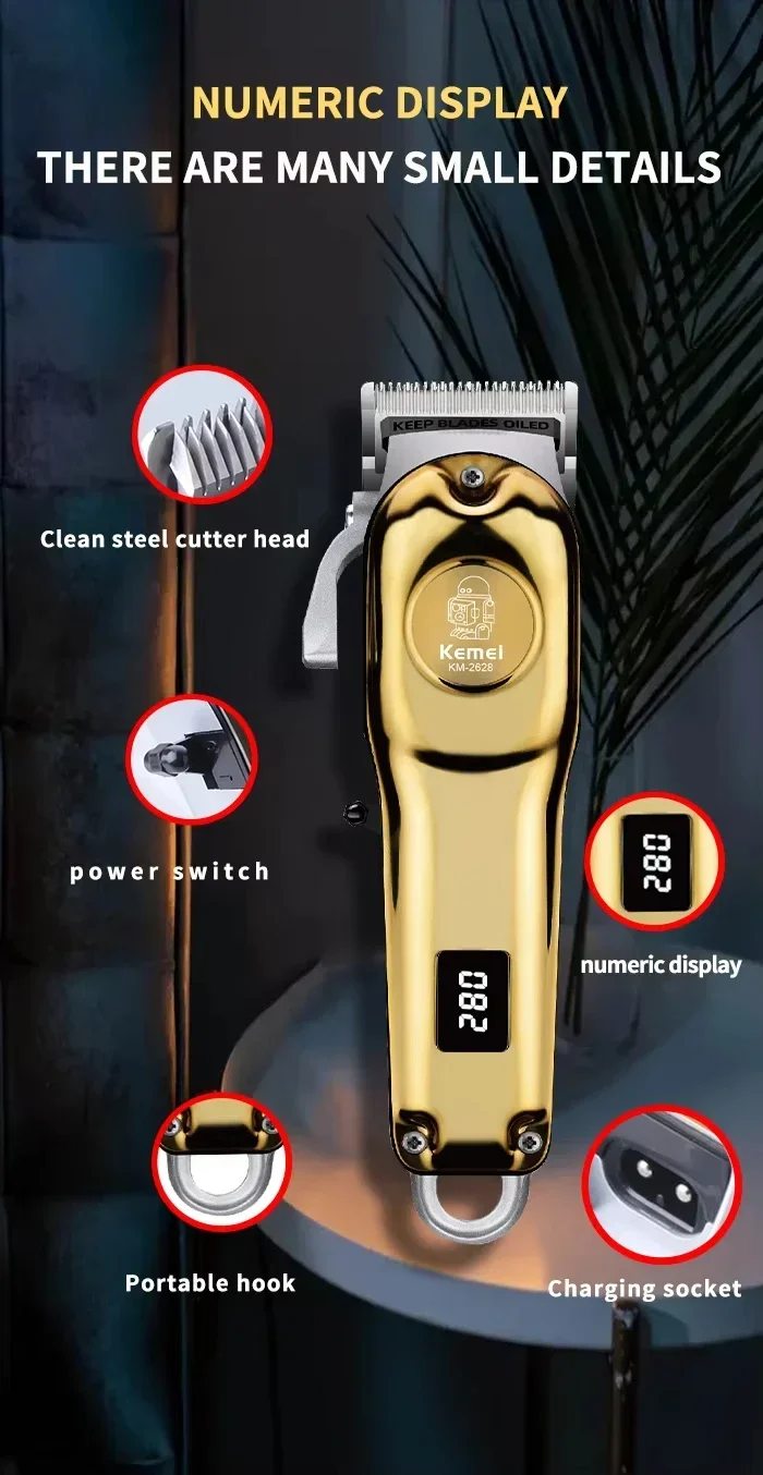 Kemei KM-2628 KM-678 KM-2024 Professional Electric Hair Clippers Beard Clipper Rechargeable Men's Shaver Hair Trimmer Kit Men