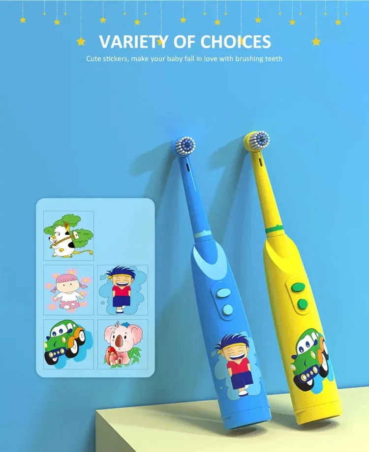 Children Sonic Electric Toothbrush Rotating Toothbrush Battery Type IPX5 Waterproof Cartoon Teeth Whitening Soft Bristle Kids