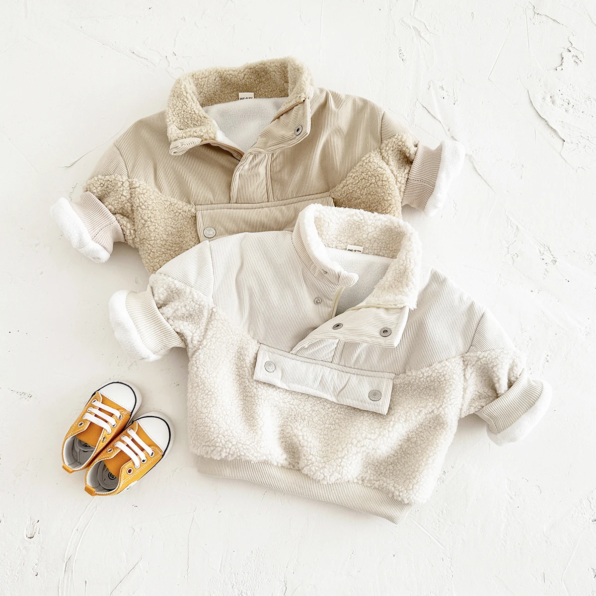 Winter Coat Girl Woolen Fleece Jacket Buttons Baby Stand CollarTops Baby Boys Warm outerwear Cotton Clothing Infant 0-3 You