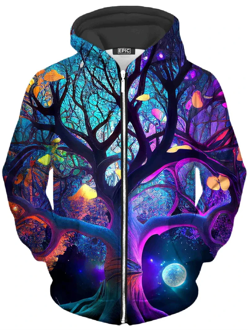 Psychedelic Pattern 3D Printed Scenery Zipper Hoodies Men Women Fashion Hooded Oversized Hoodie Kids Zip Up Sweatshirts Coat