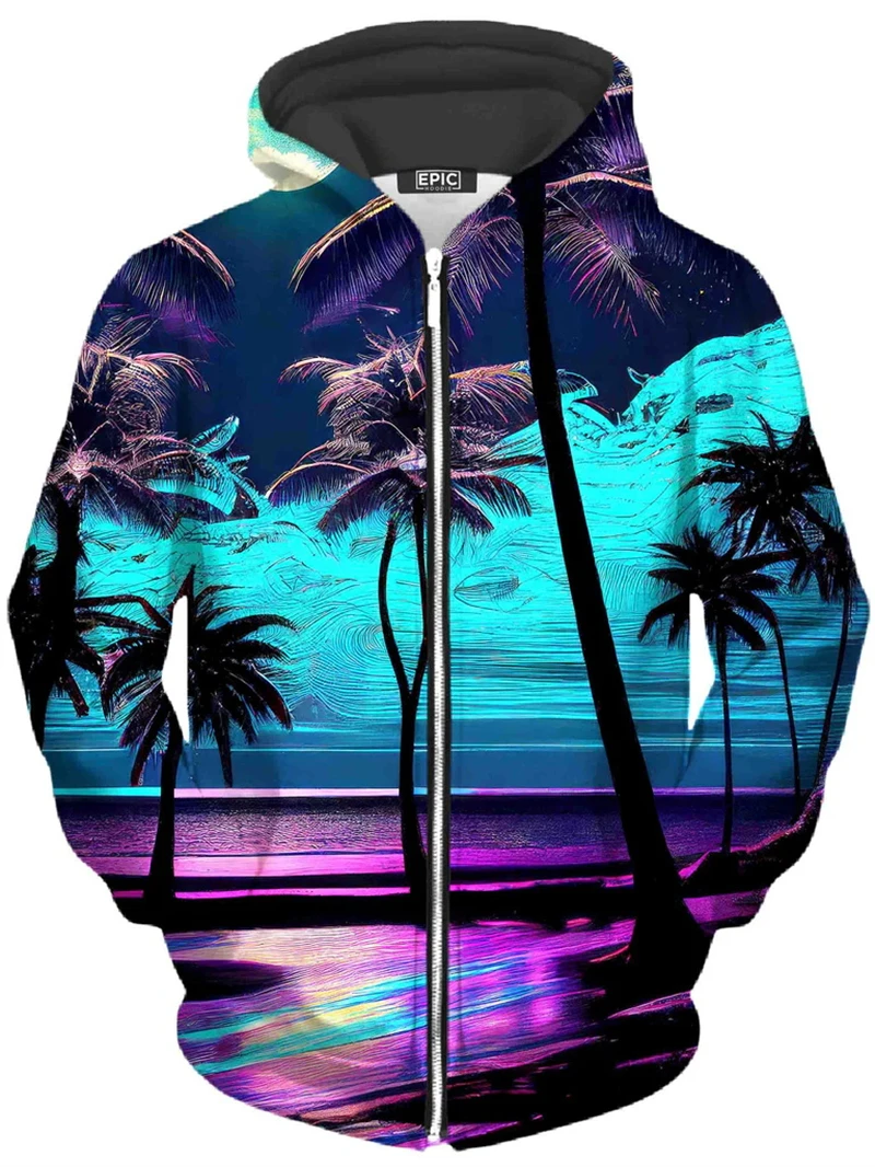 Psychedelic Pattern 3D Printed Scenery Zipper Hoodies Men Women Fashion Hooded Oversized Hoodie Kids Zip Up Sweatshirts Coat