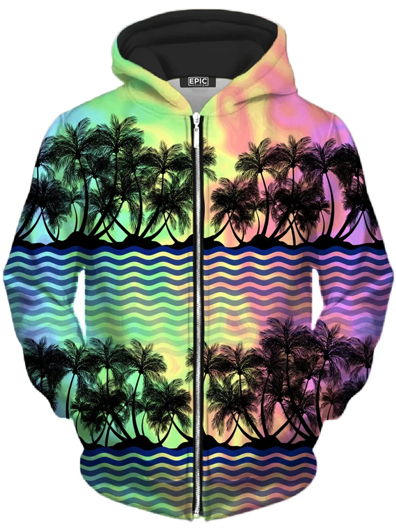 Psychedelic Pattern 3D Printed Scenery Zipper Hoodies Men Women Fashion Hooded Oversized Hoodie Kids Zip Up Sweatshirts Coat