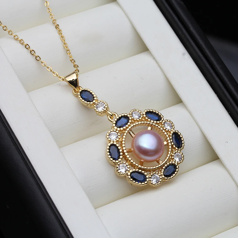 Beautiful Black 925 Silver Pearl Pendant Women,Real Cultured Natural Freshwater Pearl Pendant Wife Birthday Gift White