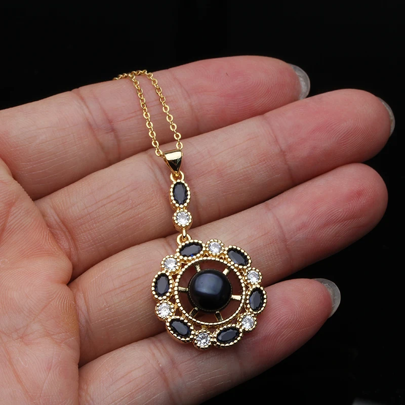 Beautiful Black 925 Silver Pearl Pendant Women,Real Cultured Natural Freshwater Pearl Pendant Wife Birthday Gift White