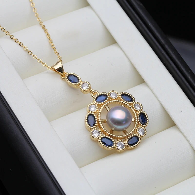 Beautiful Black 925 Silver Pearl Pendant Women,Real Cultured Natural Freshwater Pearl Pendant Wife Birthday Gift White