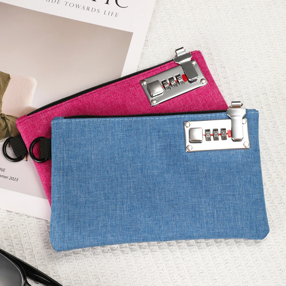 Money Bag Bank Deposit Bag Portable Medicine Bag Small Wallet with Lock for Cash Coins