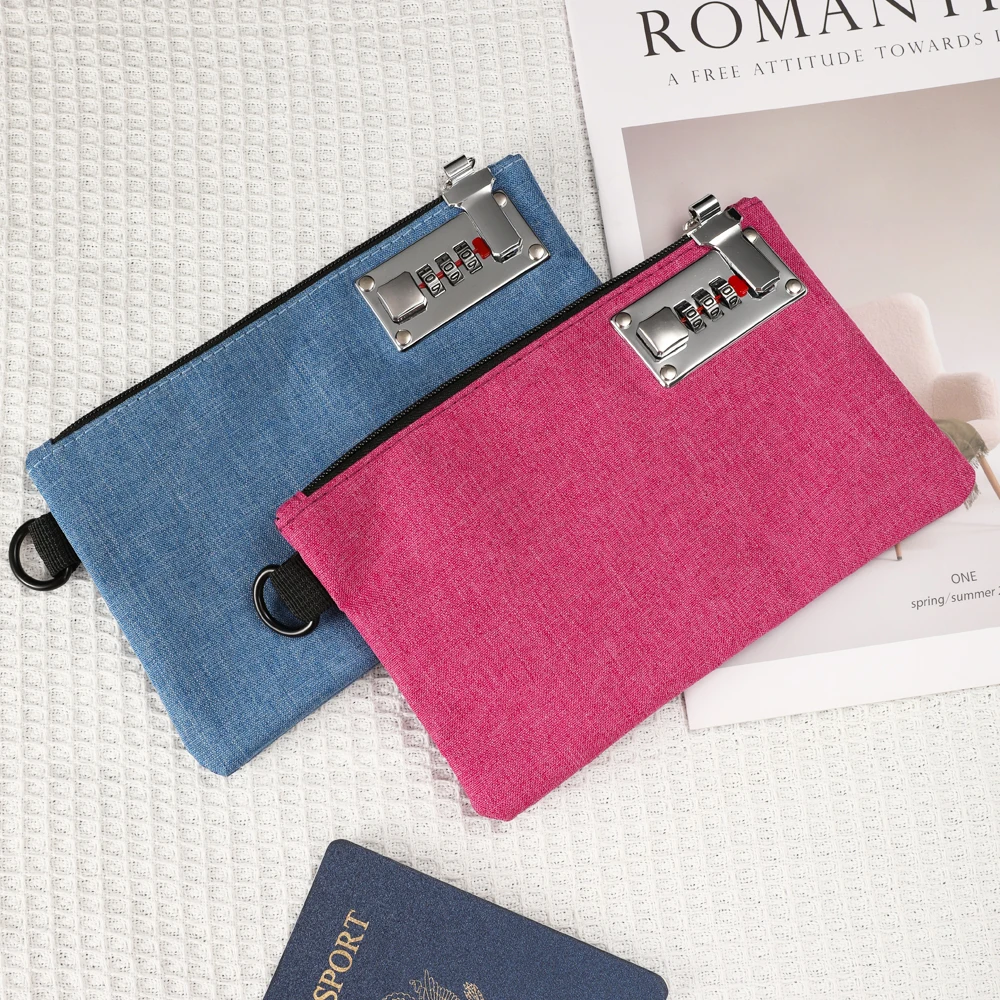 Money Bag Bank Deposit Bag Portable Medicine Bag Small Wallet with Lock for Cash Coins