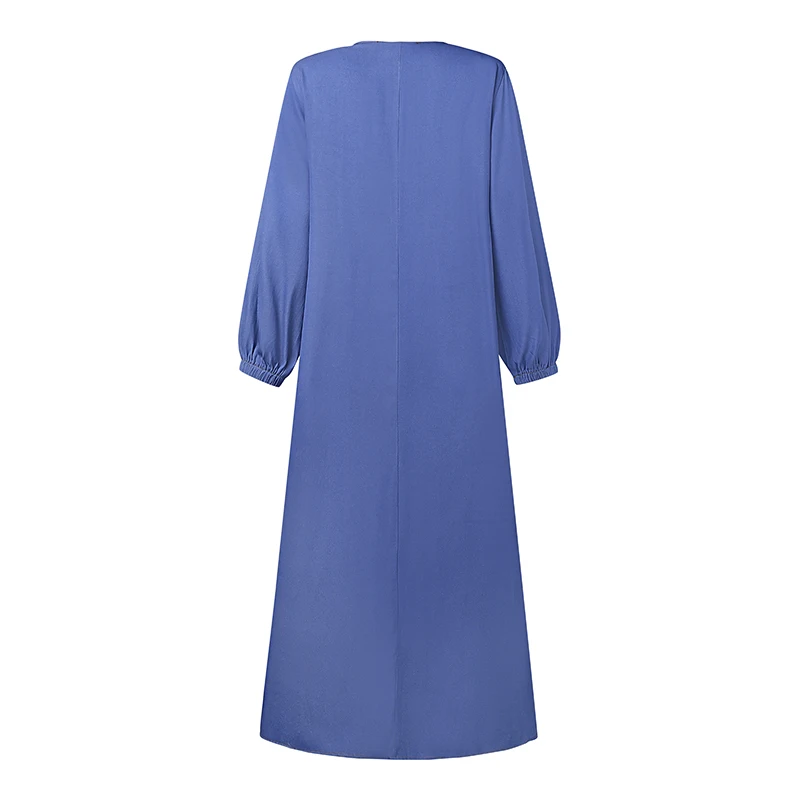 2024 ZANZEA Women Muslim Dresses Vintage Abaya Hijab Dress Jilbab Islamic Clothing Fashion Long Sleeve Denim Blue Maxi Sundress