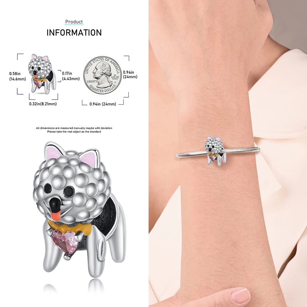 Small Animal Collection 925 Sterling Silver Elephant&Dog&Rabbit&Monkey&Raccoon&Fox Fit DIY Bracelet Bead Charm