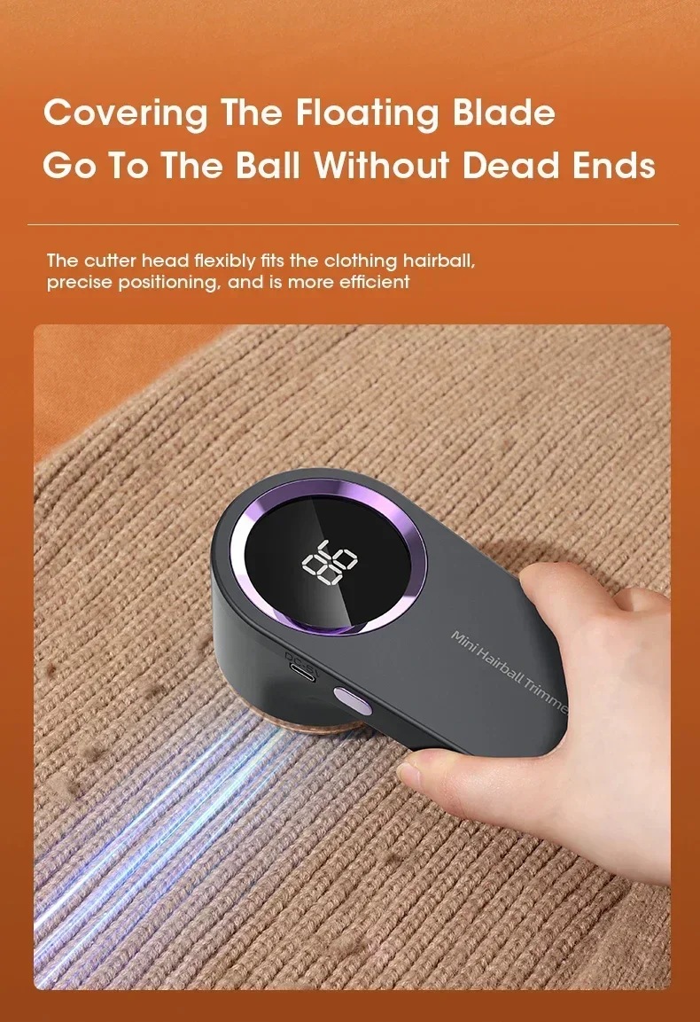 Lint Remover For Clothing LED Digital Electric Pellet Fluff Remover USB Rechargeable Fuzz Fabric Shaver Sweater