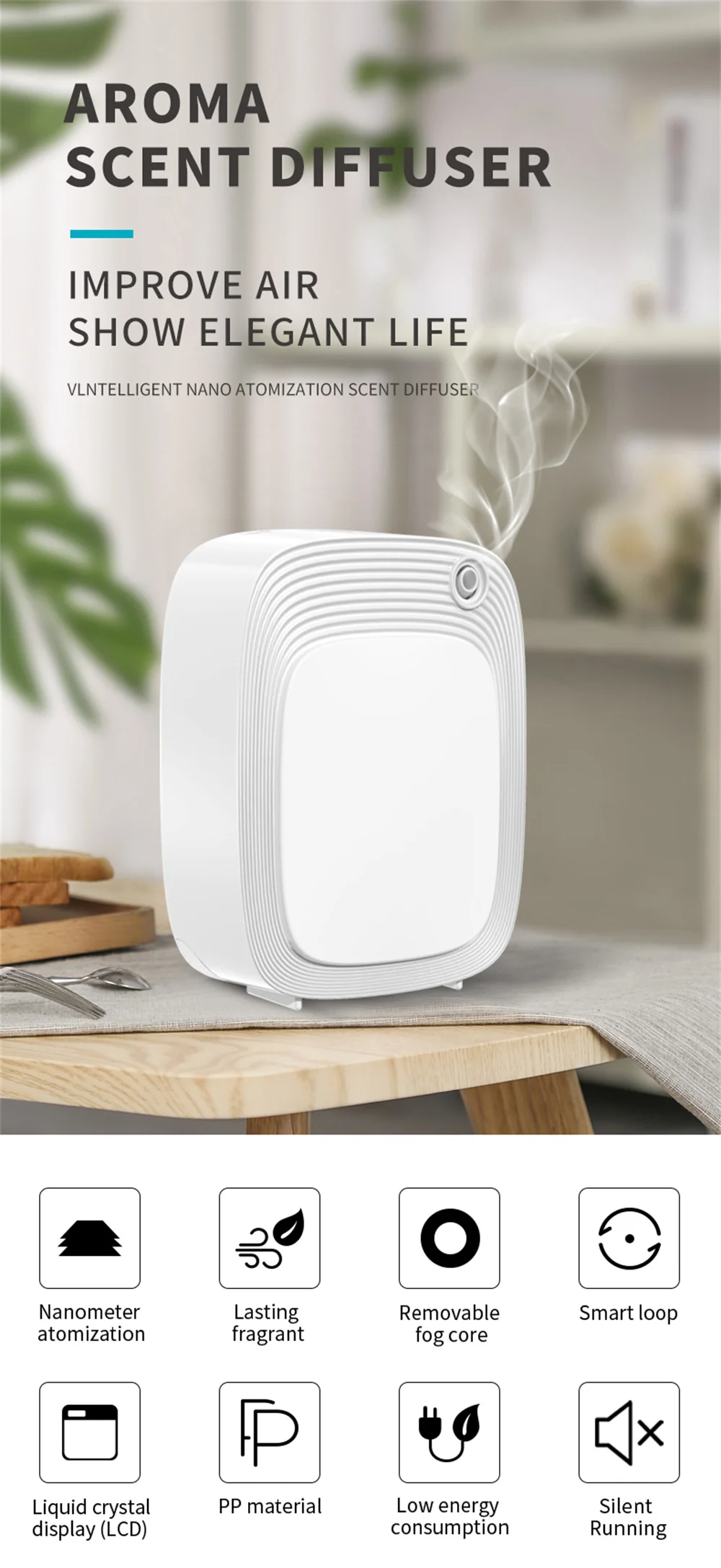 500m³ WiFi Smart Home Fragrance Diffuser Essential Oil Diffuser For Large Areas Auto Timing Room Aromatizer For Fresh Air