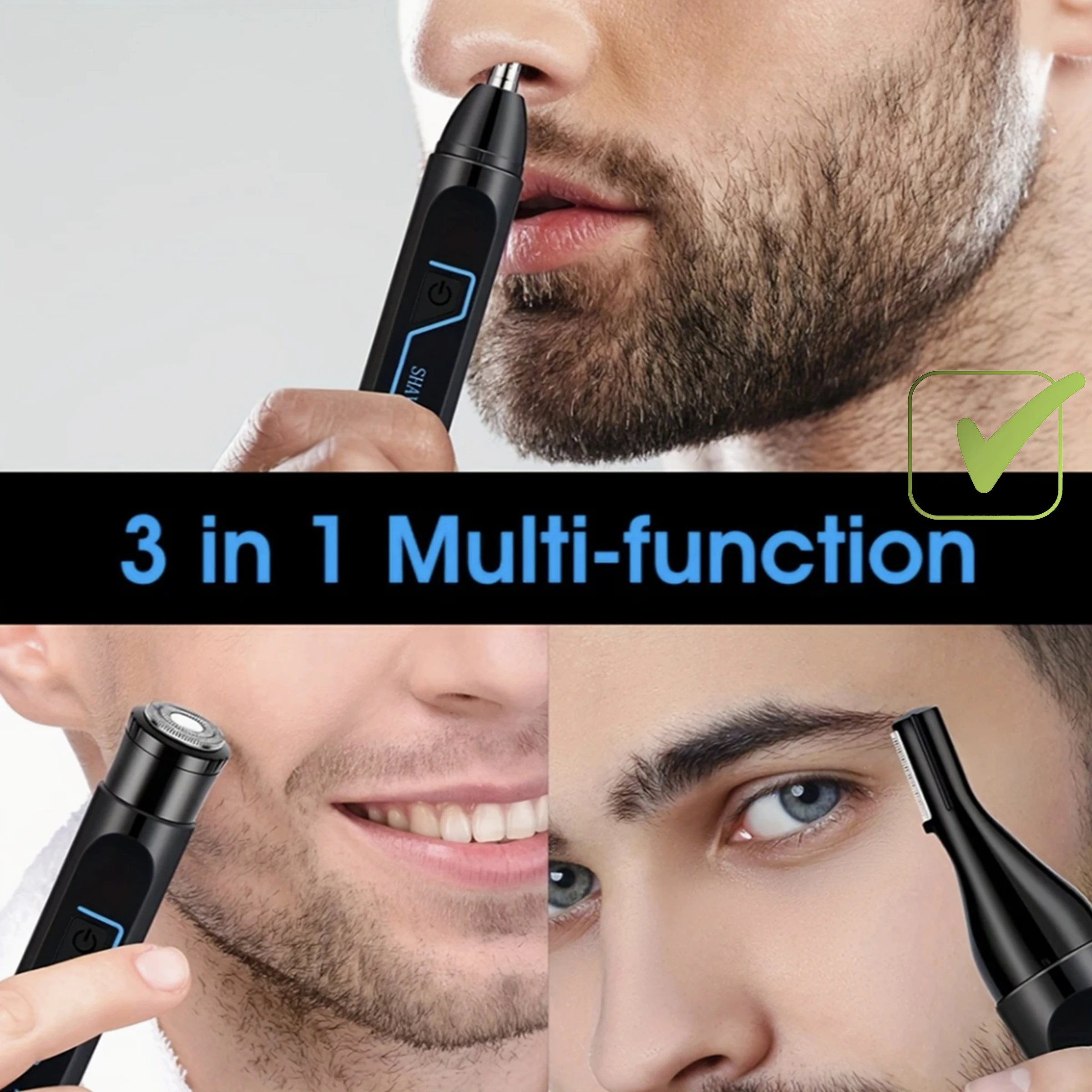 Man Hair Epilators Trimmers Beard Hair Shavers Electric Nose Hair Chest Hair Armpit Legs Hair Shaver 3-in-1 Private Hair Remover