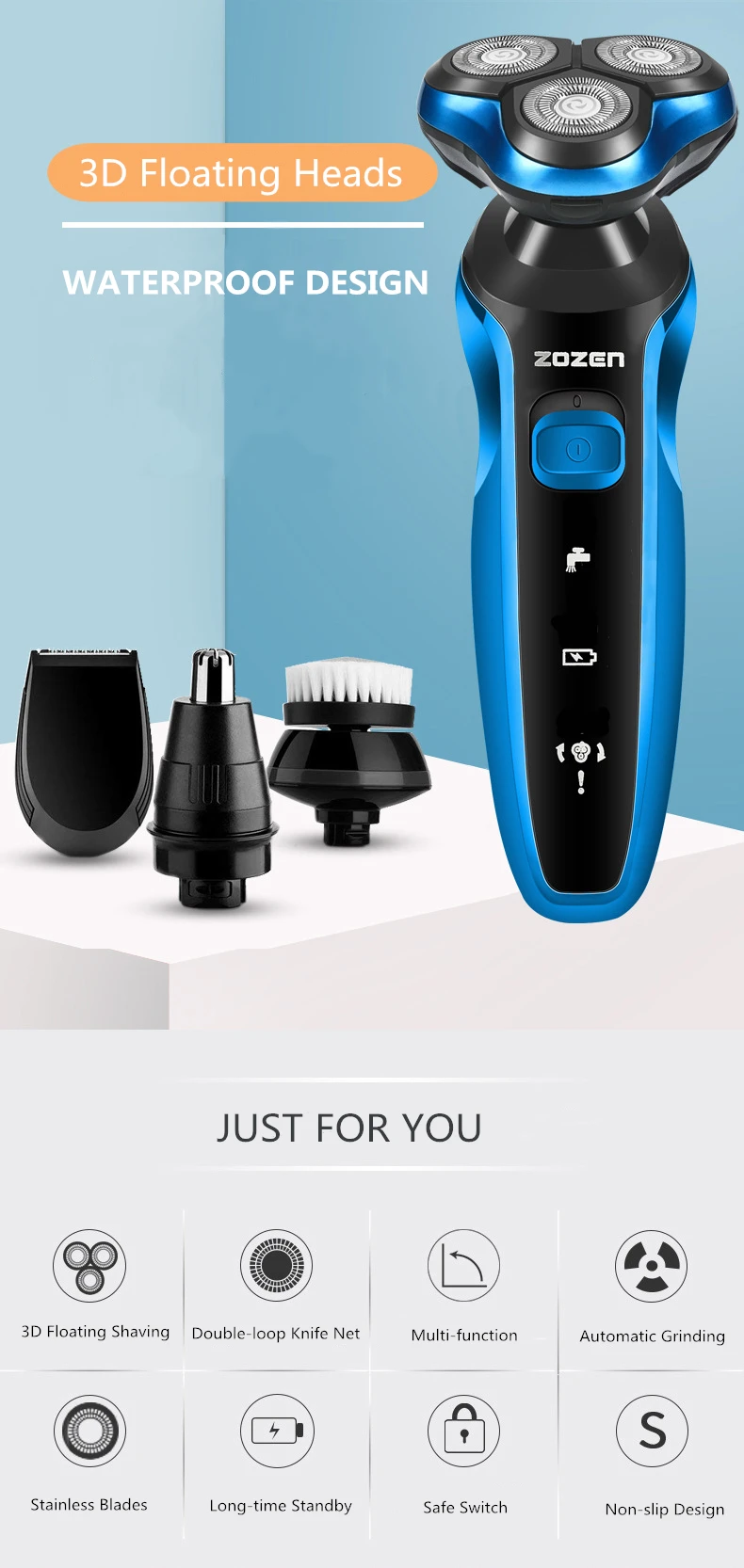 New Electric Shaver Rechargeable Electric Razor Body Hair Shaving Machine Trimmer Beard Razor for Men Wet and Dry Waterproof