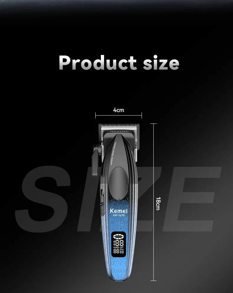 Kemei Professional Barber Hair Clippers for Men Cordless Rechargeable Hair Cutting Machine Electric Men Hair Trimmers 9000RPM