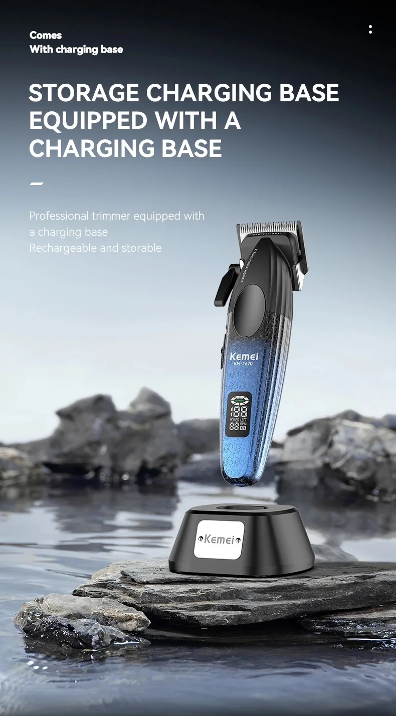 Kemei Professional Barber Hair Clippers for Men Cordless Rechargeable Hair Cutting Machine Electric Men Hair Trimmers 9000RPM
