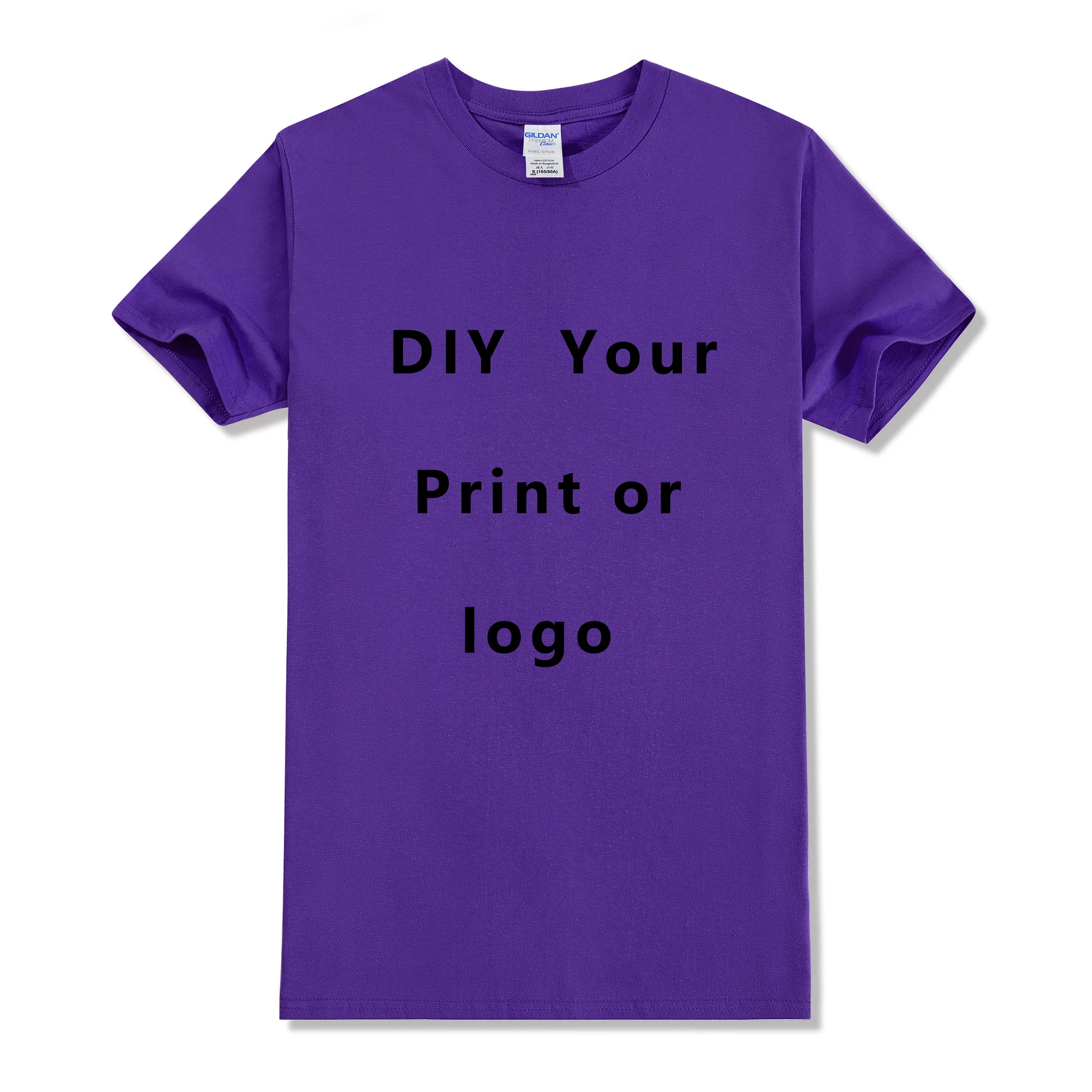 EU size 100% pure cotton custom T-shirt front and back team school uniform store logo text photo for men's personalized high-end