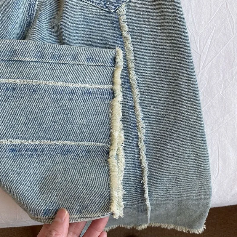 Girls Pants Spring and Autumn New Korean Fashionable All-match Straight Leg Casual Jeans Wide Leg Pants Kids Clothes