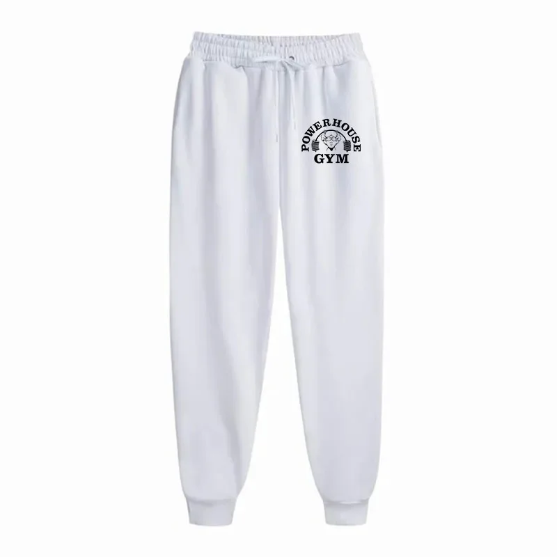 GYM Powerhouse Print Pants Men Casual Sports Pants Running Workout Jogging Long Pants Men Fleece Jogger Sweatpants Long Pants