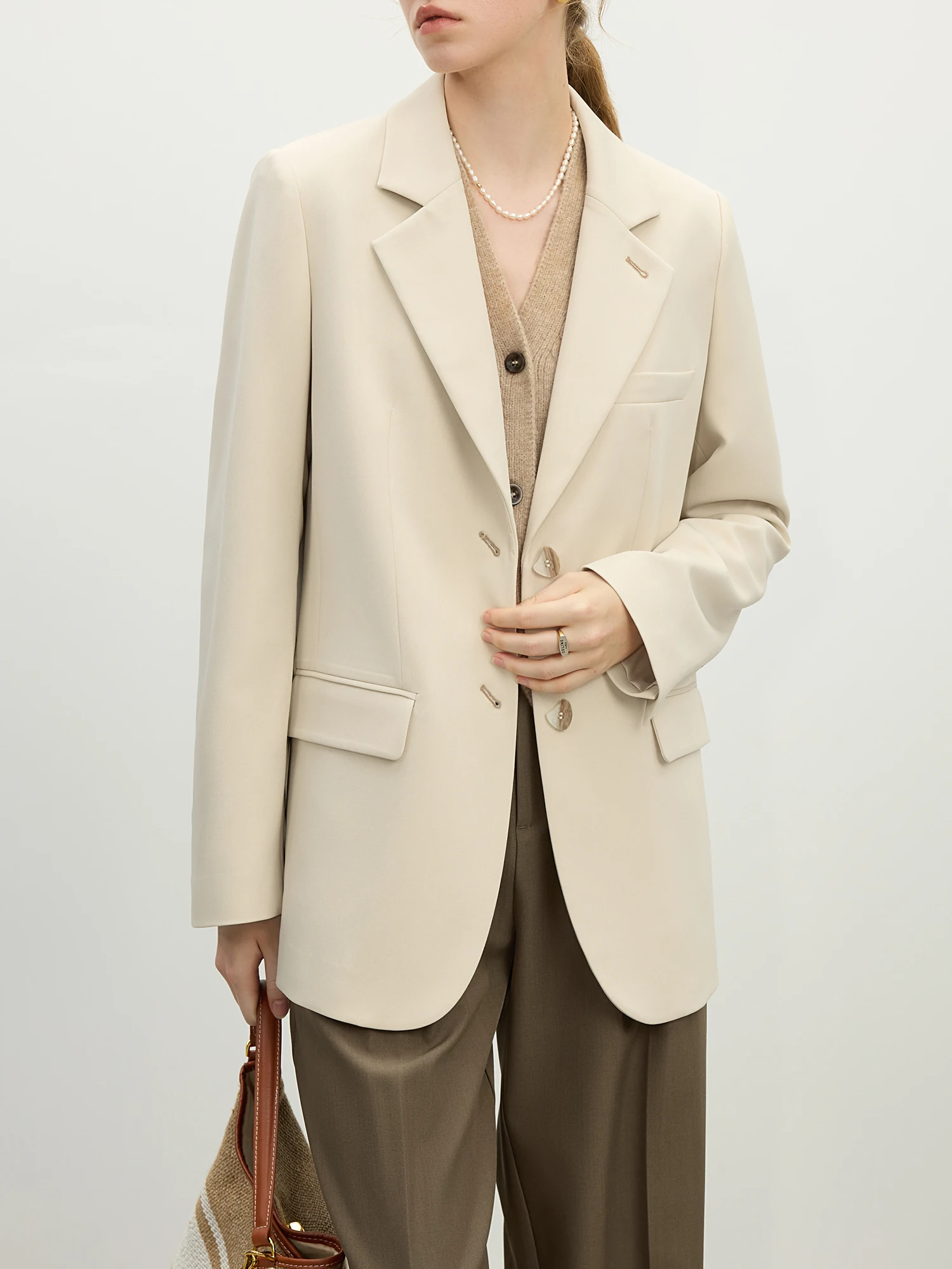 FSLE Versatile Elegant Style Blazer Jacket for Women 2025 New Arrival Unique Design Office Loose Top Green Chic Coat 25FS11075