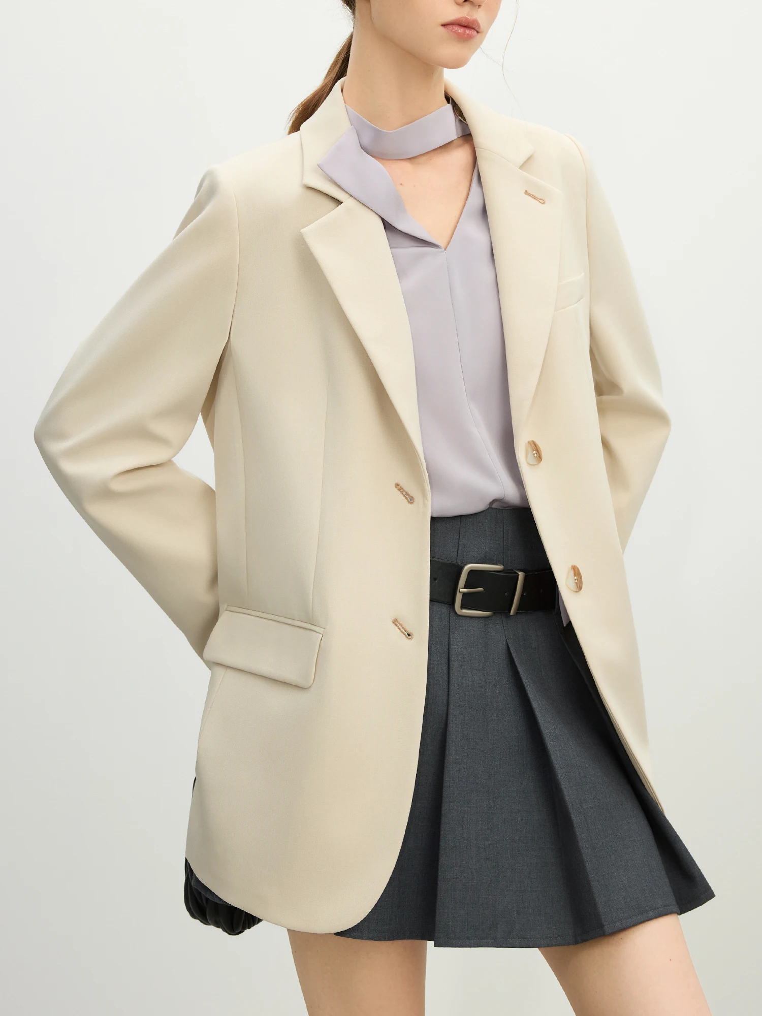 FSLE Versatile Elegant Style Blazer Jacket for Women 2025 New Arrival Unique Design Office Loose Top Green Chic Coat 25FS11075