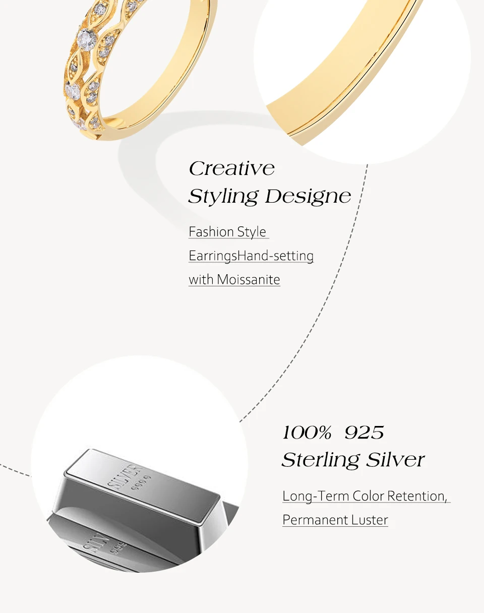 CHARMING Vintage Moissanite Diamond Ring for Women D VVS1 Color Hollow Band 925 Sterling Silver Stackable Wedding Jewelry Gifts