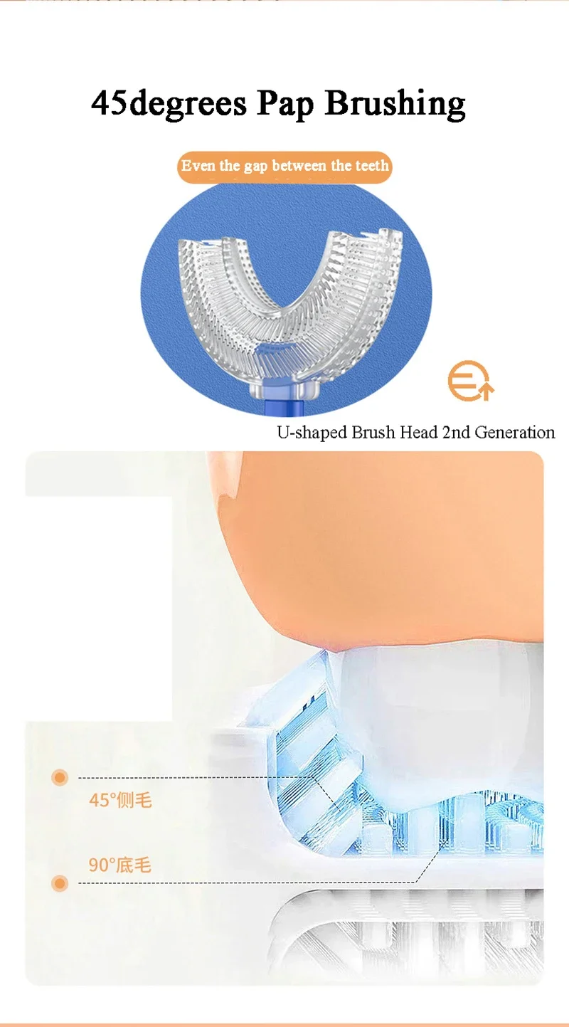 Kids Brush 360 Degree U-shaped Children's Toothbrush Health Soft Silicone Teeth Oral Care Cleaning Waterproof Teeth Whitening