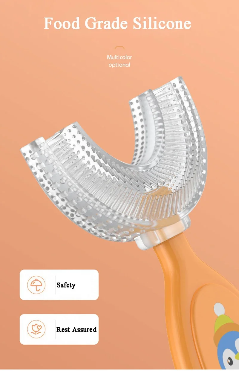 Kids Brush 360 Degree U-shaped Children's Toothbrush Health Soft Silicone Teeth Oral Care Cleaning Waterproof Teeth Whitening
