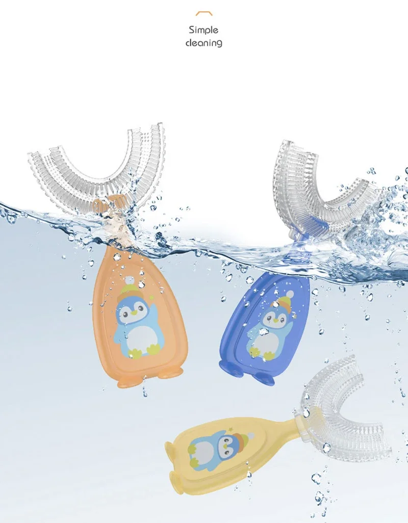 Kids Brush 360 Degree U-shaped Children's Toothbrush Health Soft Silicone Teeth Oral Care Cleaning Waterproof Teeth Whitening