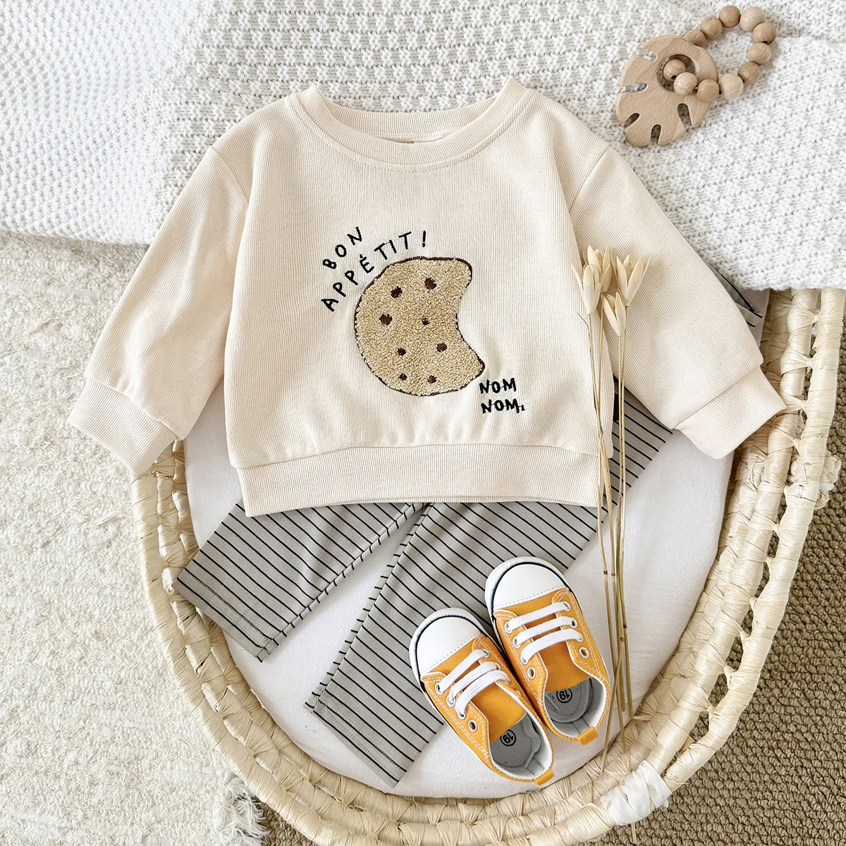 Ins Newborn Clothes Boys Girls Sets Spring 2Pcs Cartoon Embroidery Long Sleeve Top+Pants Cotton Autumn Tracksuit Toddler Outfit