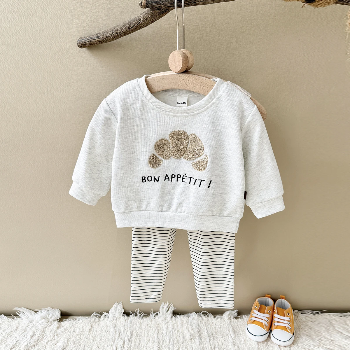 Ins Newborn Clothes Boys Girls Sets Spring 2Pcs Cartoon Embroidery Long Sleeve Top+Pants Cotton Autumn Tracksuit Toddler Outfit