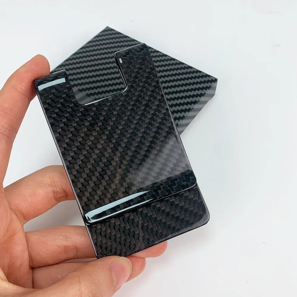 High Quality Matte Twill Permium Carbon Fiber Money Clip Portable Pocket Wallet Slim Bussiness Credit Card Holder