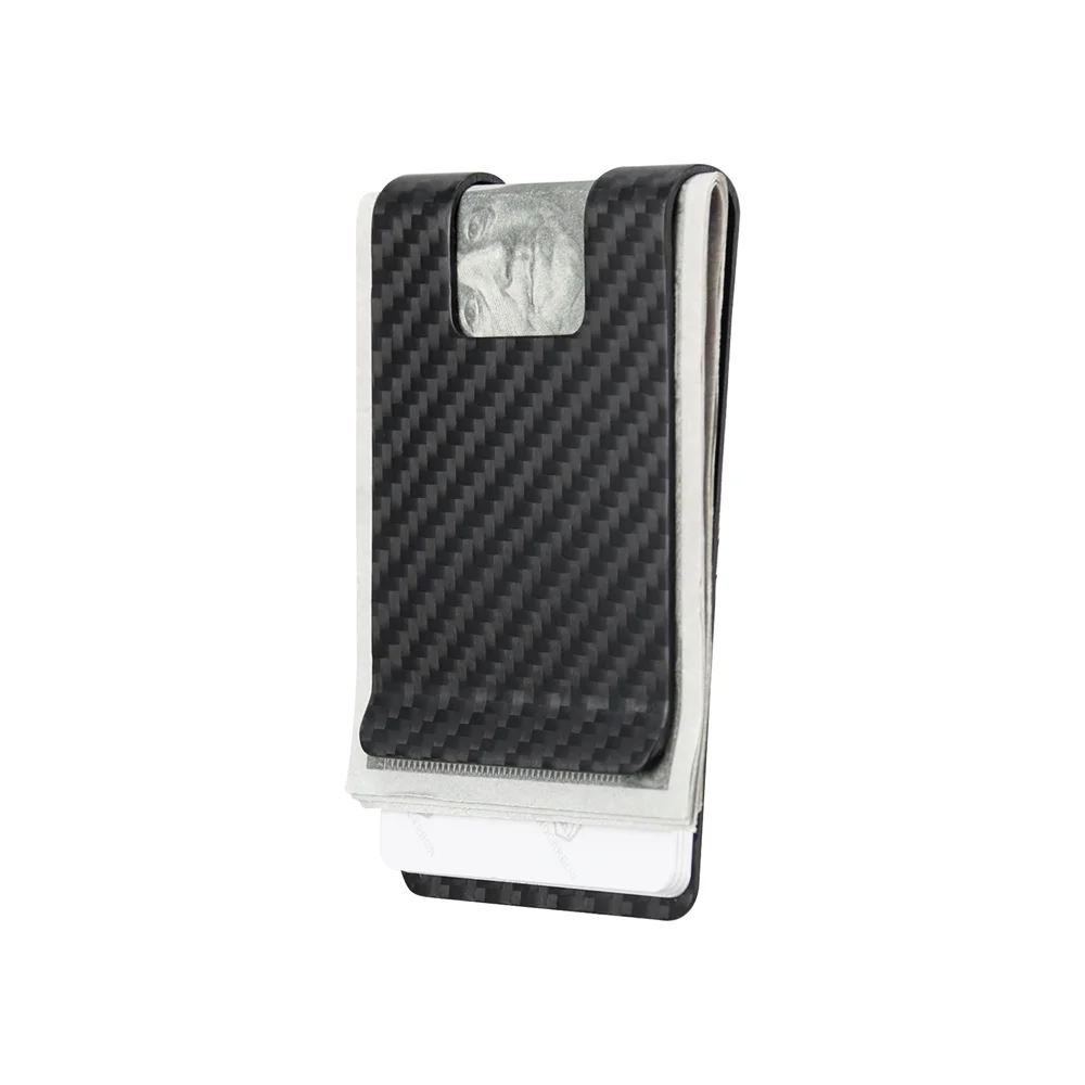 High Quality Matte Twill Permium Carbon Fiber Money Clip Portable Pocket Wallet Slim Bussiness Credit Card Holder