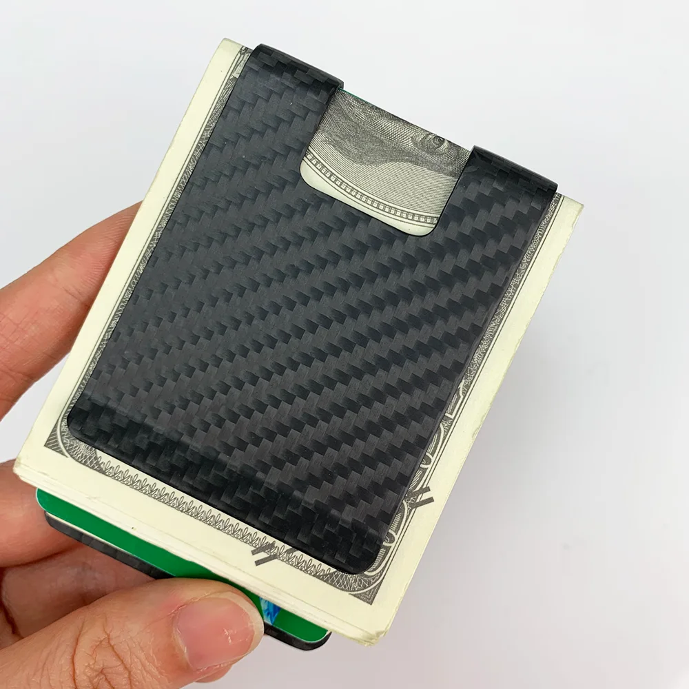 High Quality Matte Twill Permium Carbon Fiber Money Clip Portable Pocket Wallet Slim Bussiness Credit Card Holder