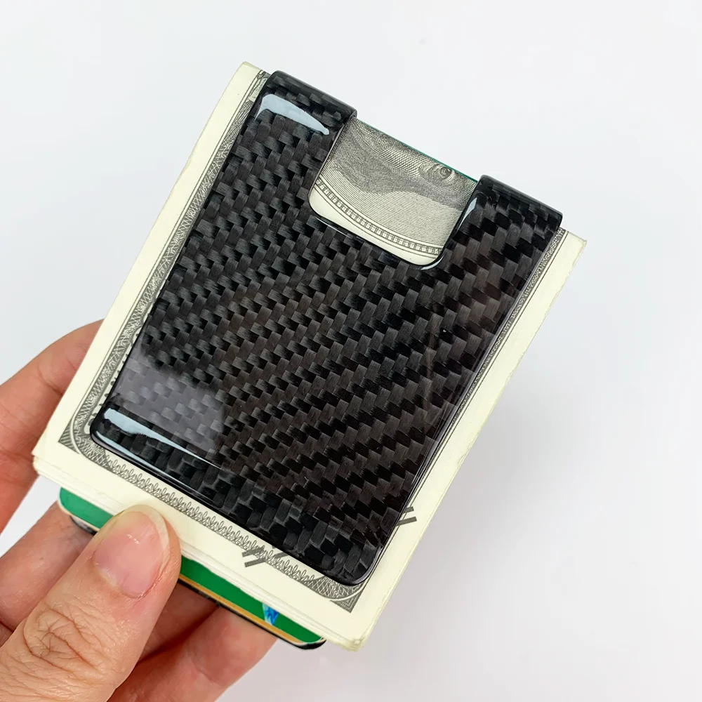 High Quality Matte Twill Permium Carbon Fiber Money Clip Portable Pocket Wallet Slim Bussiness Credit Card Holder