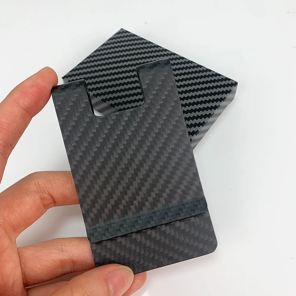 High Quality Matte Twill Permium Carbon Fiber Money Clip Portable Pocket Wallet Slim Bussiness Credit Card Holder