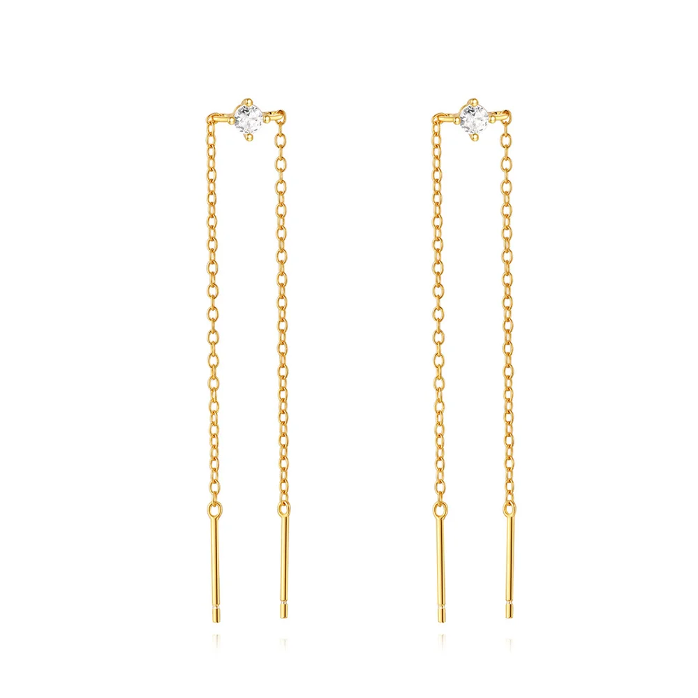 ROXI 925 Sterling Silver 1Pair Tassel Chain line design Piercing Stud Earrings For Women specific Party Earrings Jewelry