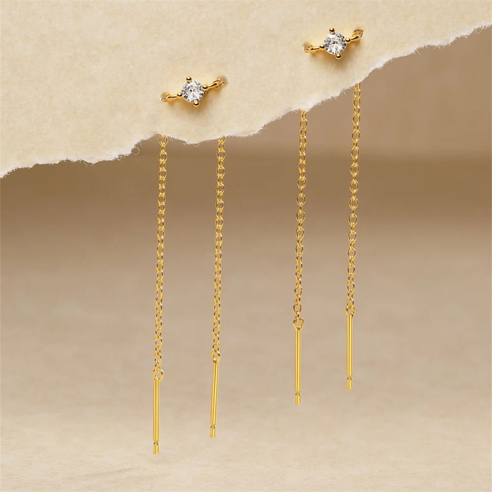 ROXI 925 Sterling Silver 1Pair Tassel Chain line design Piercing Stud Earrings For Women specific Party Earrings Jewelry