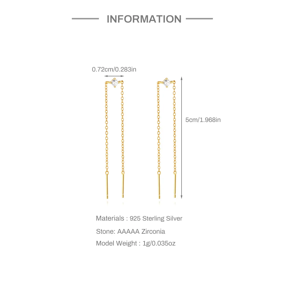ROXI 925 Sterling Silver 1Pair Tassel Chain line design Piercing Stud Earrings For Women specific Party Earrings Jewelry