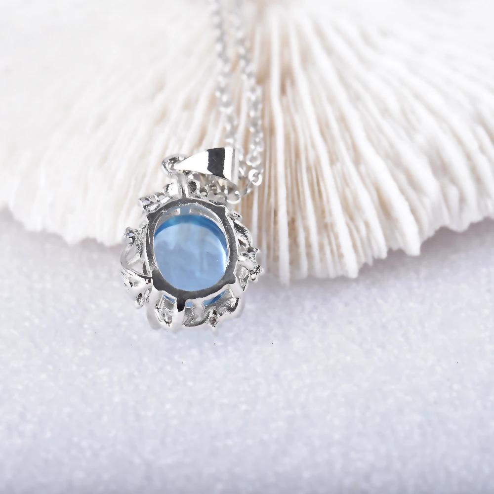 ITSMOS Natural Aquamarine Branch Pendant Necklace Aquamarine Gemstone Plant Necklace for Women Girl Handmade Jewelry