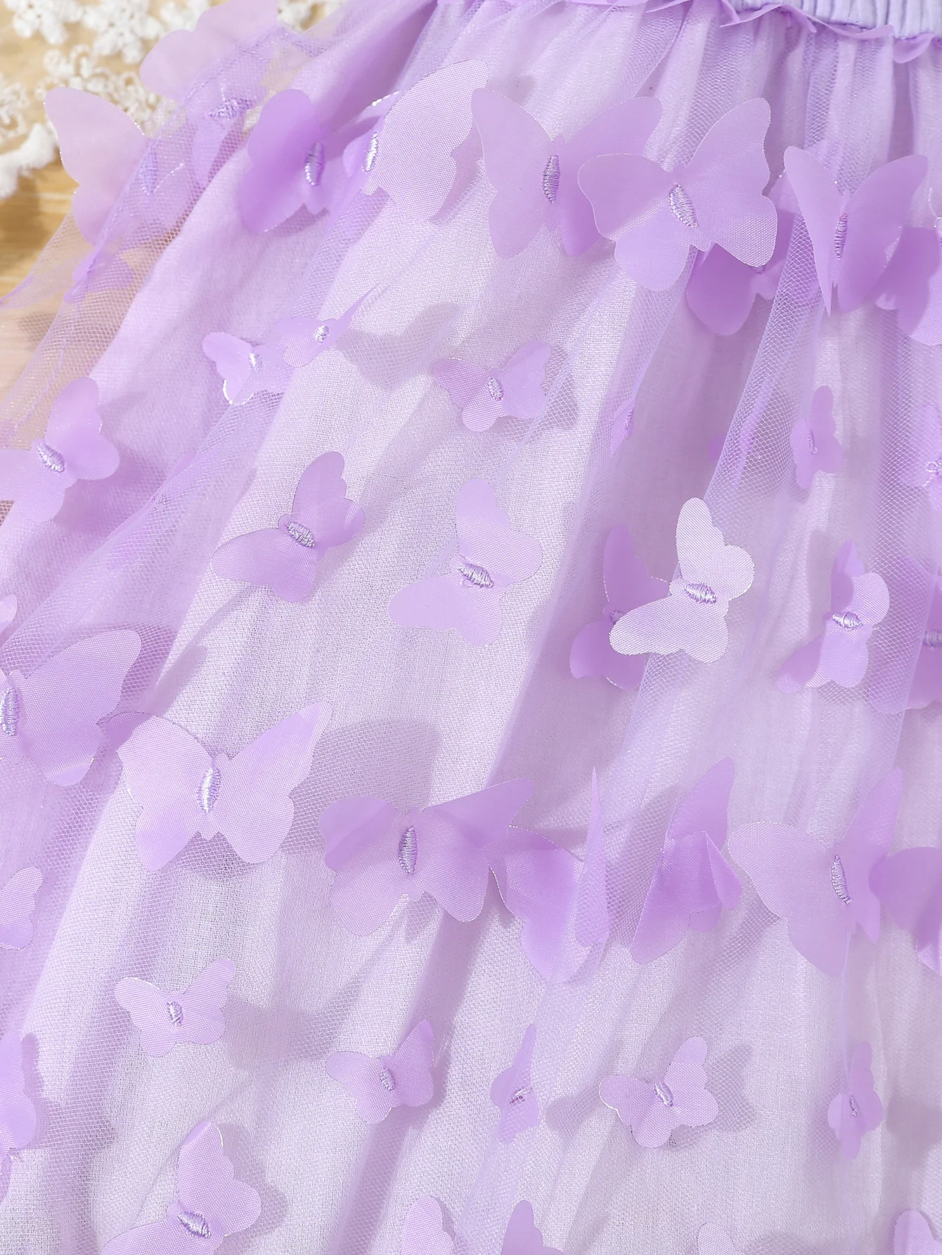 Summer Toddler Kids Girl's Clothes Baby's Butterfly Decor Mesh Splicing Cami Dress Elegant Sleeveless Princess Dress