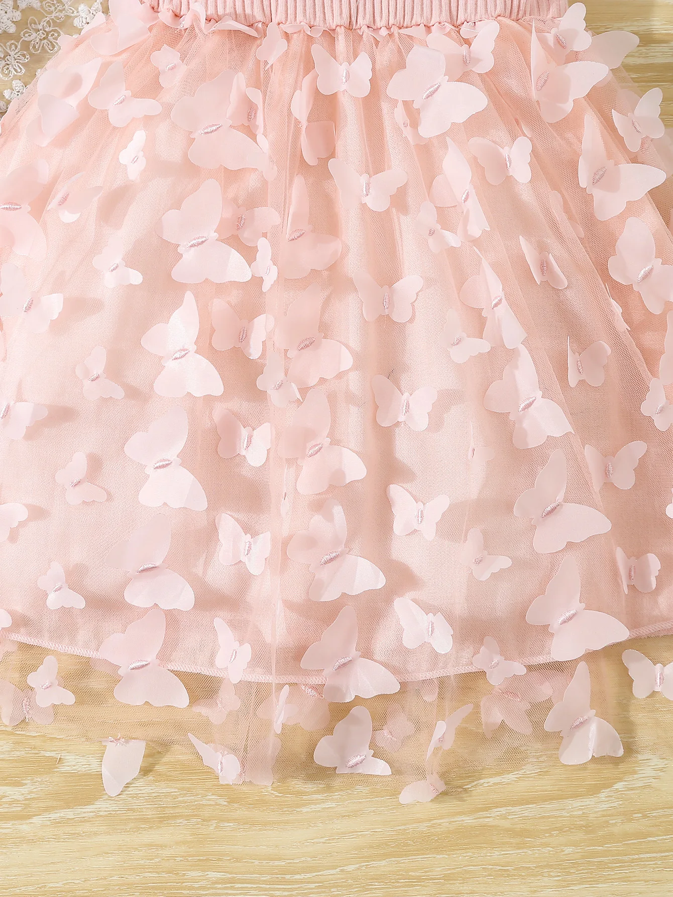 Summer Toddler Kids Girl's Clothes Baby's Butterfly Decor Mesh Splicing Cami Dress Elegant Sleeveless Princess Dress