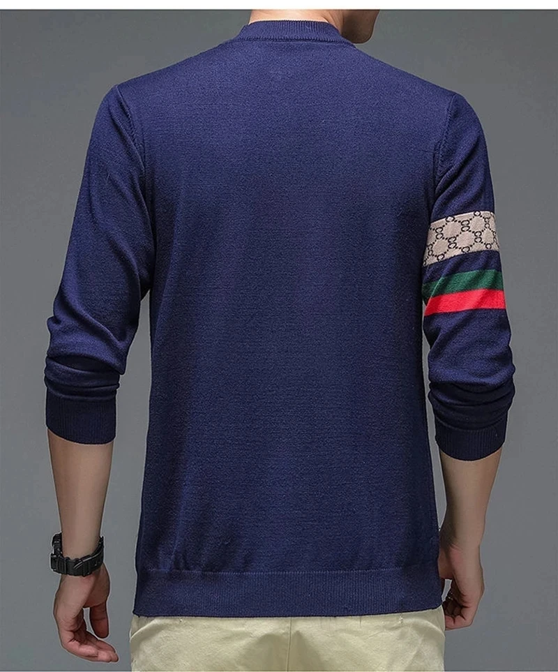 High end luxury designer brand embroidery sweater men's round neck knitted pullover autumn and winter fashion men's clothing