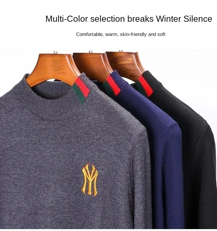 High end luxury designer brand embroidery sweater men's round neck knitted pullover autumn and winter fashion men's clothing