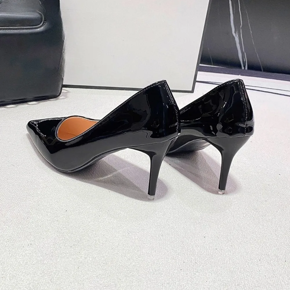 Sexy Black Sole Thin 6cm 8cm 10cm Heel High Heels Classic Style Black Office Work Shoes Light Lady Pumps Plus Size 43