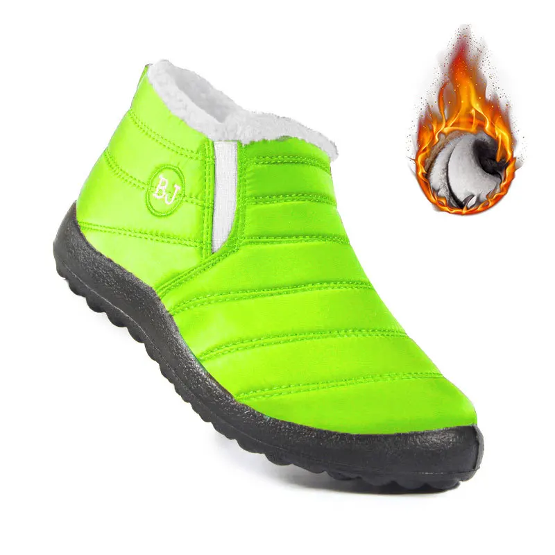 Women's comfortable and warm snow boots, purple warm plush, yellow anti slip, waterproof fishing boots, men's boots