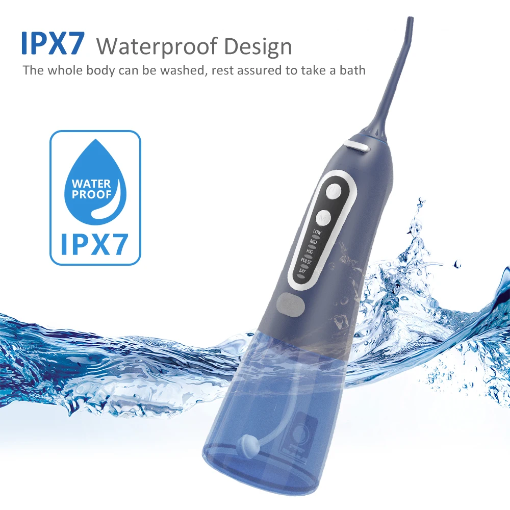 Oral Irrigator With Travel Bag Portable Water Flosser USB Rechargeable 6 Nozzles 300ml Water Tank Waterproof Dental Water Jet