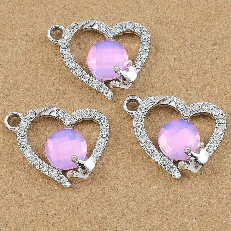 10pcs 18*15mm Crystal CZ Love Heart Charms Pendant for Jewelry Making DIY Earrings Necklace Bracelet Accessories Supplies