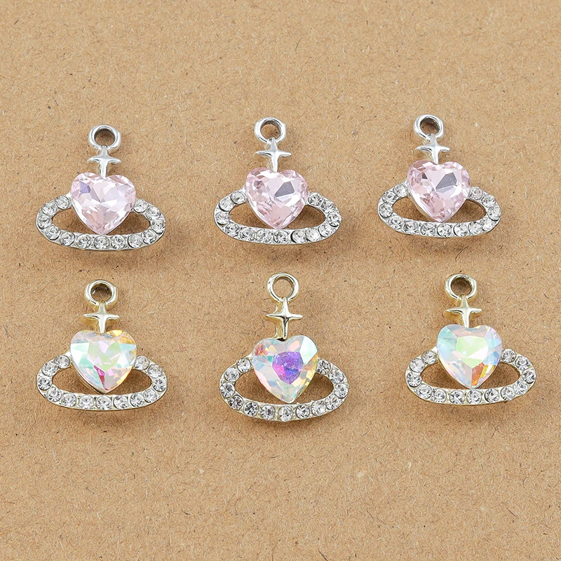 10pcs 18*15mm Crystal CZ Love Heart Charms Pendant for Jewelry Making DIY Earrings Necklace Bracelet Accessories Supplies